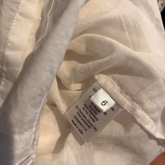 St. Roche Midi Shirt Dress White Cotton Collared Puff Sleeve Tiered Sz 6 Cottage - Picture 11 of 15